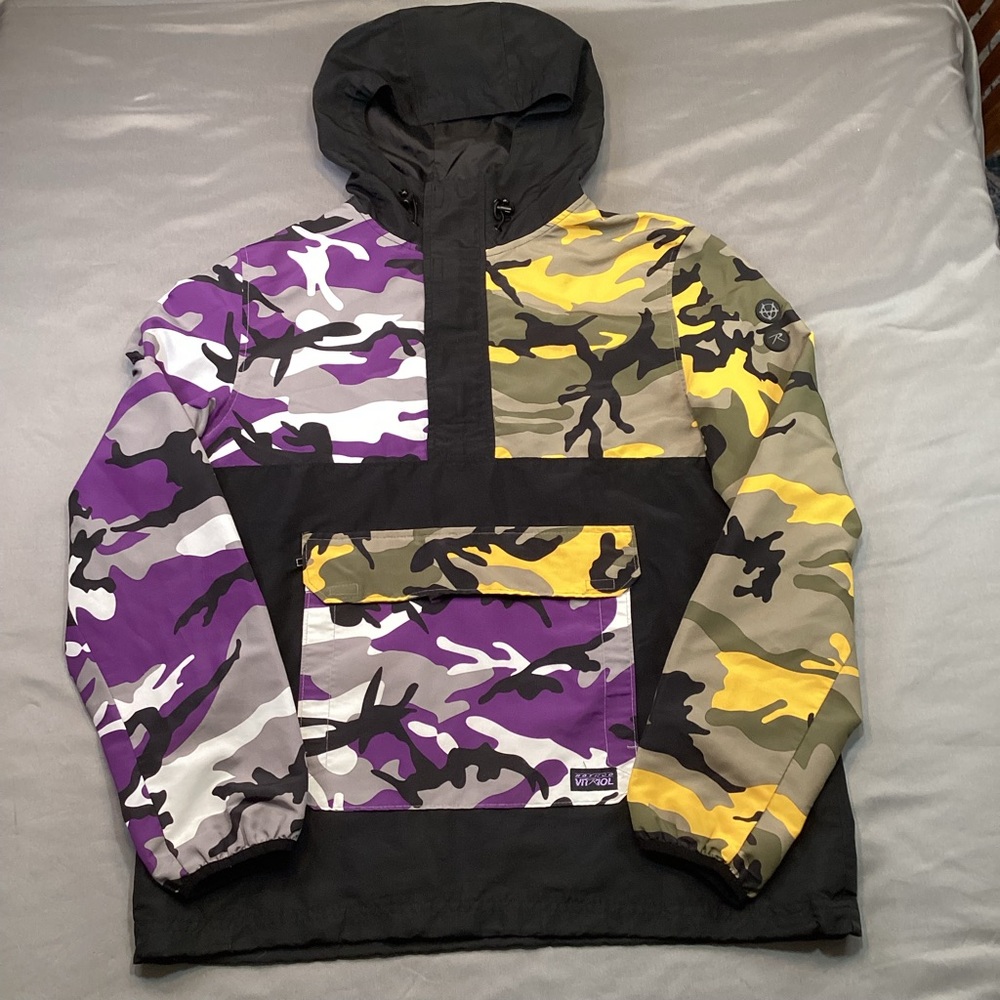Rothco Vitriol Men’s MED Anorak Hooded Pullover Jacket 1/2 Zip Colorblock Camo